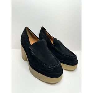Marc‎ Fisher Lina Platform Loafer 8.5 Suede Penny Light Black Slip On Shoes